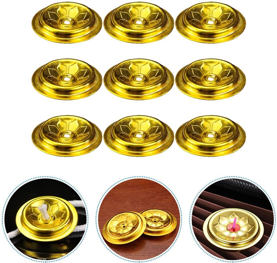 DOITOOL Floating Wick Holders for Oil Lamps: 9PCS Aluminum Round Floating Wick Holder Oil Lamp Disc Holder Candle Float Stand Rack for Home Temple Buddhist Supplies - 1.5inch