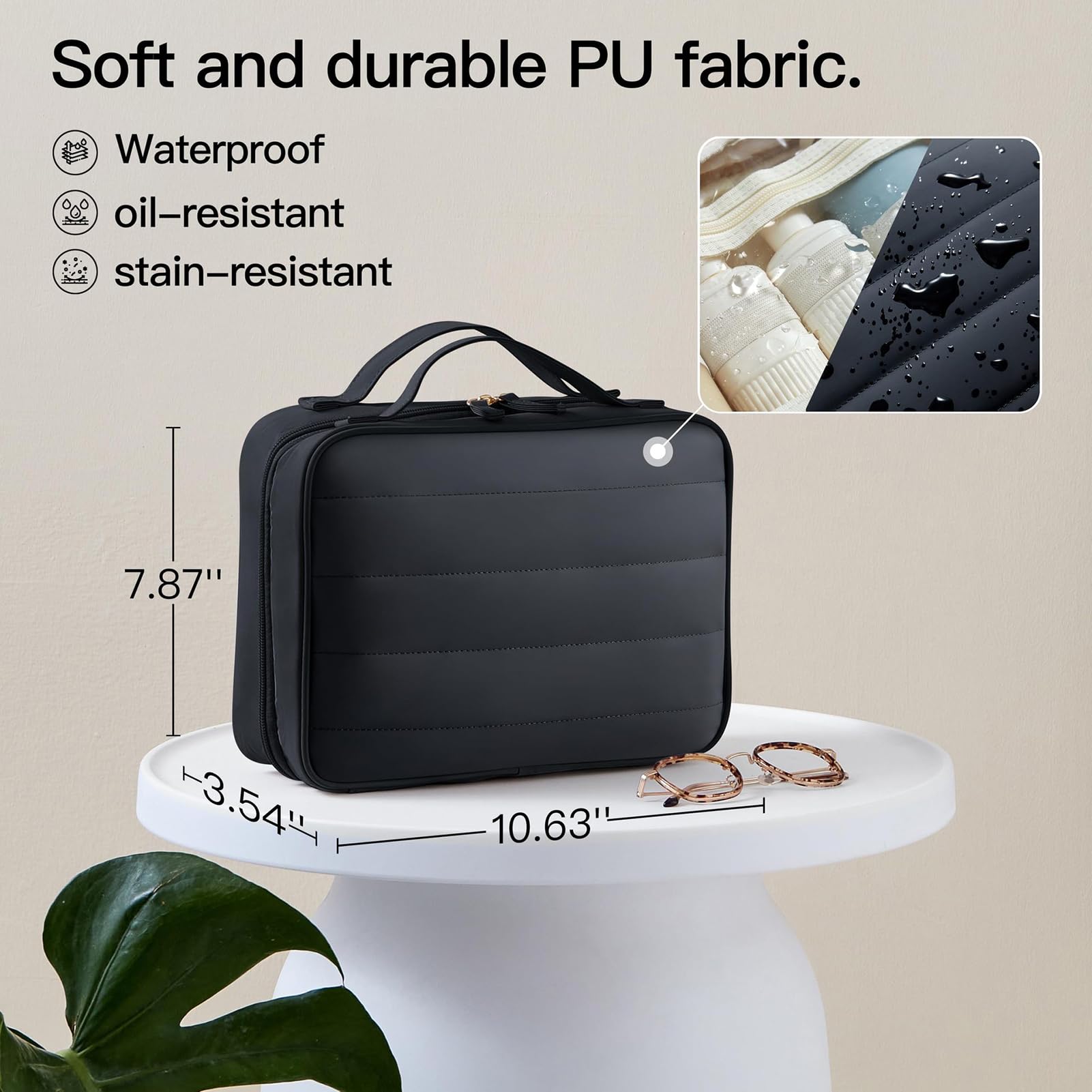 Neceser Colgante Ligero Impermeable Organizador De Maquillaje para Viajes, Práctico Plegable Neceser Compacto con Soporte para Cepillo De Dientes Y Gancho Colgar