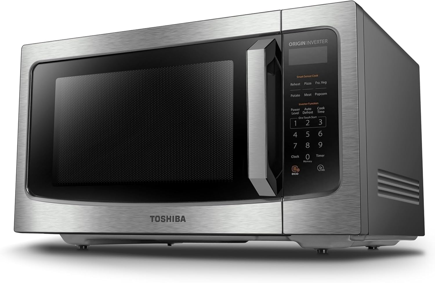 TOSHIBA ML-EM45PIT(SS) Countertop Microwave Oven with Inverter Technology, Kitchen Essentials, Smart Sensor, Auto Defrost, 1.6 Cu.ft, 13.6″ Removable Turntable, 33lb.&1250W, Stainless Steel