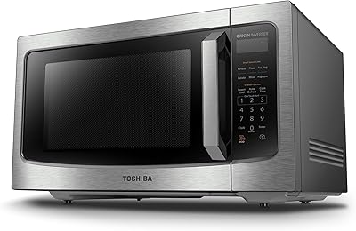 TOSHIBA ML-EM45PIT(SS) Countertop Microwave Oven with Inverter Technology, Kitchen Essentials, Smart Sensor, Auto Defrost, 1.6 Cu.ft, 13.6" Removable Turntable, 33lb.&1250W, Stainless Steel