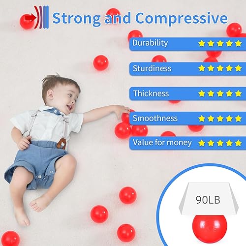 Miniatura 7 de STARBOLO Pelotas para niños, paquete de 100 170 bolas de repuesto de plástico a prueba de aplastamiento para hogueras de bolas, colores brillantes