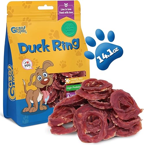 Miniatura 1 de gazeupon Dog Treats - Anillos de cecina de pato, pechuga de pato natural, recompensas de entrenamiento saludable para perros con glucosamina