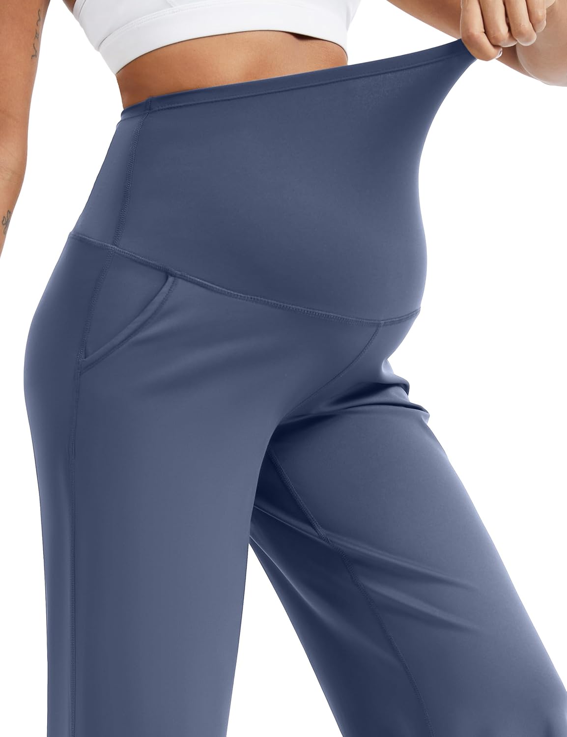 MathCat Womens Maternity Pants Over The Belly Wide Leg Yoga Work Dress Pants Pregnancy Pants Lounge Trousers Stretchy Soft - Image 4