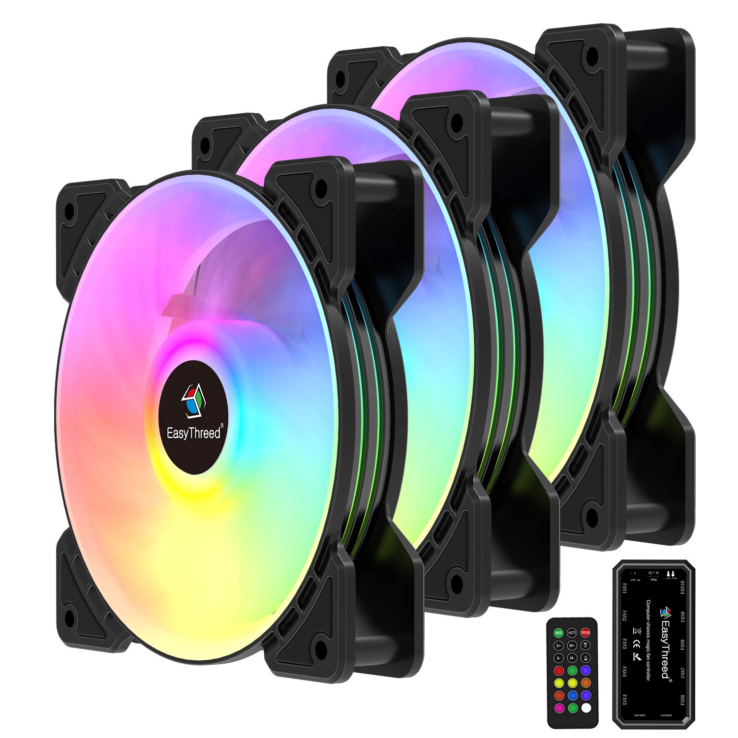 Buy Easythreed 120mm PC Case Fan RGB Cooling Fan, Wireless 6Pin LED
