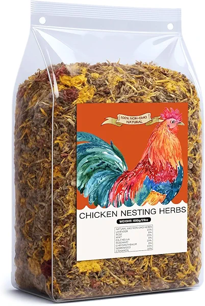 21 Oz Chicken Nesting Herbs Flowers Premixed Dried Poultry Herbs Natural Nesting Box Pads Roost House Lime Feed Grit Herbs Bedding Supplies for Chicken Duck Coop Feeder Freshness Egg Laying Coop Smell
