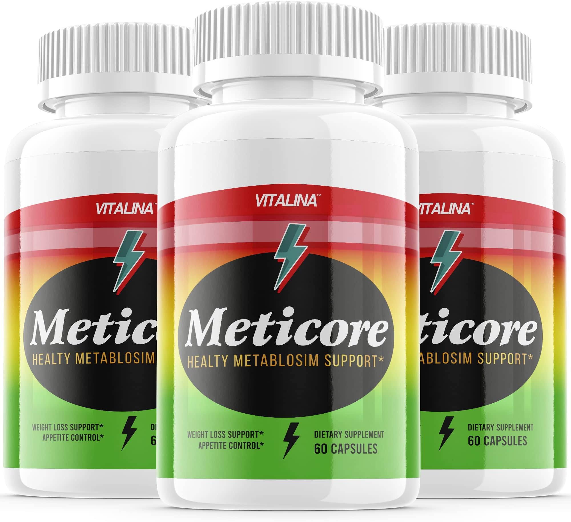 VITALINA (3 Pack) Meticore - The Official Meticore Healthy Metabolism Support Supplement, 3 Bottle Package, 90 Day Supply (180 Capsules)
