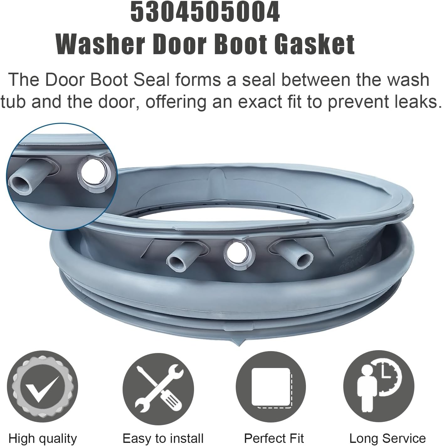 New 5304505004 Washer Door Gasket Compatible with Frigidaire And Electrolux Washer Door Seals. 5304505004 Washing Machine Door Bellow Boot Gasket Replacement 5304516744, 5304505239.