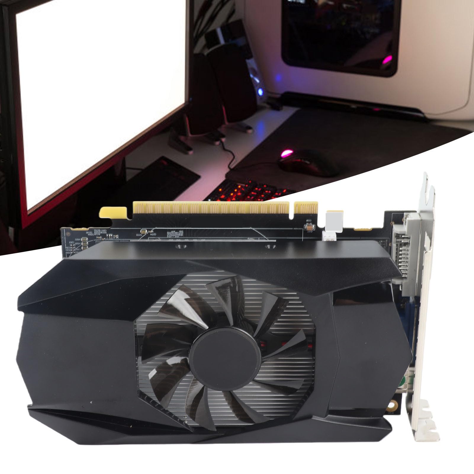Tarjeta Gráfica, HD7670 4GB GDDR5 128Bit 480 Stream Processor Unit PCI Express X16 2.1 Tarjeta Gráfica de Vídeo Ranura de bajo Ruido Ventilador de Aleación de Aluminio Gaming Video Card para PC