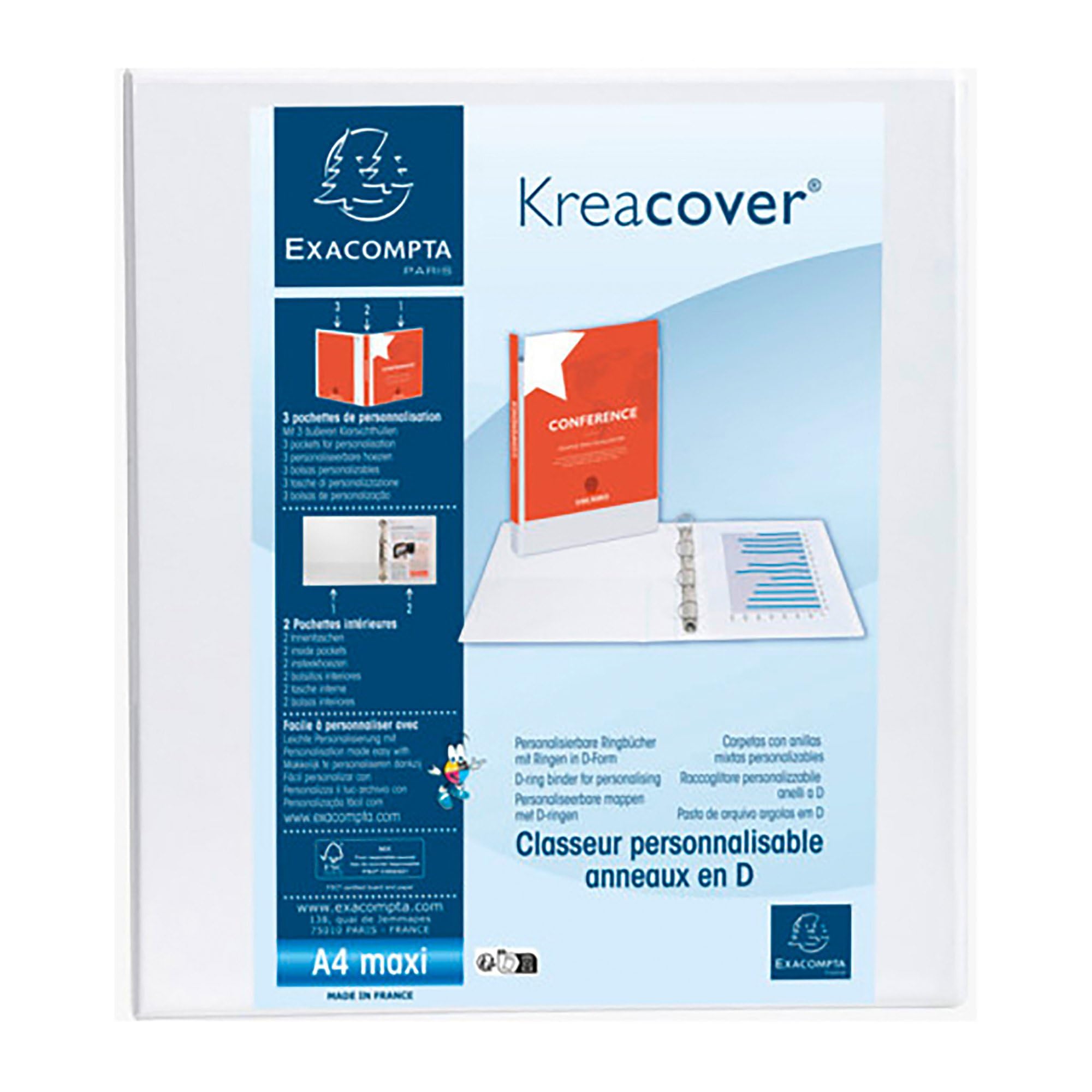 Raccoglitore personalizzabile Exacompta Kreacover 4 anelli a D 5 cm dorso 7,5 cm