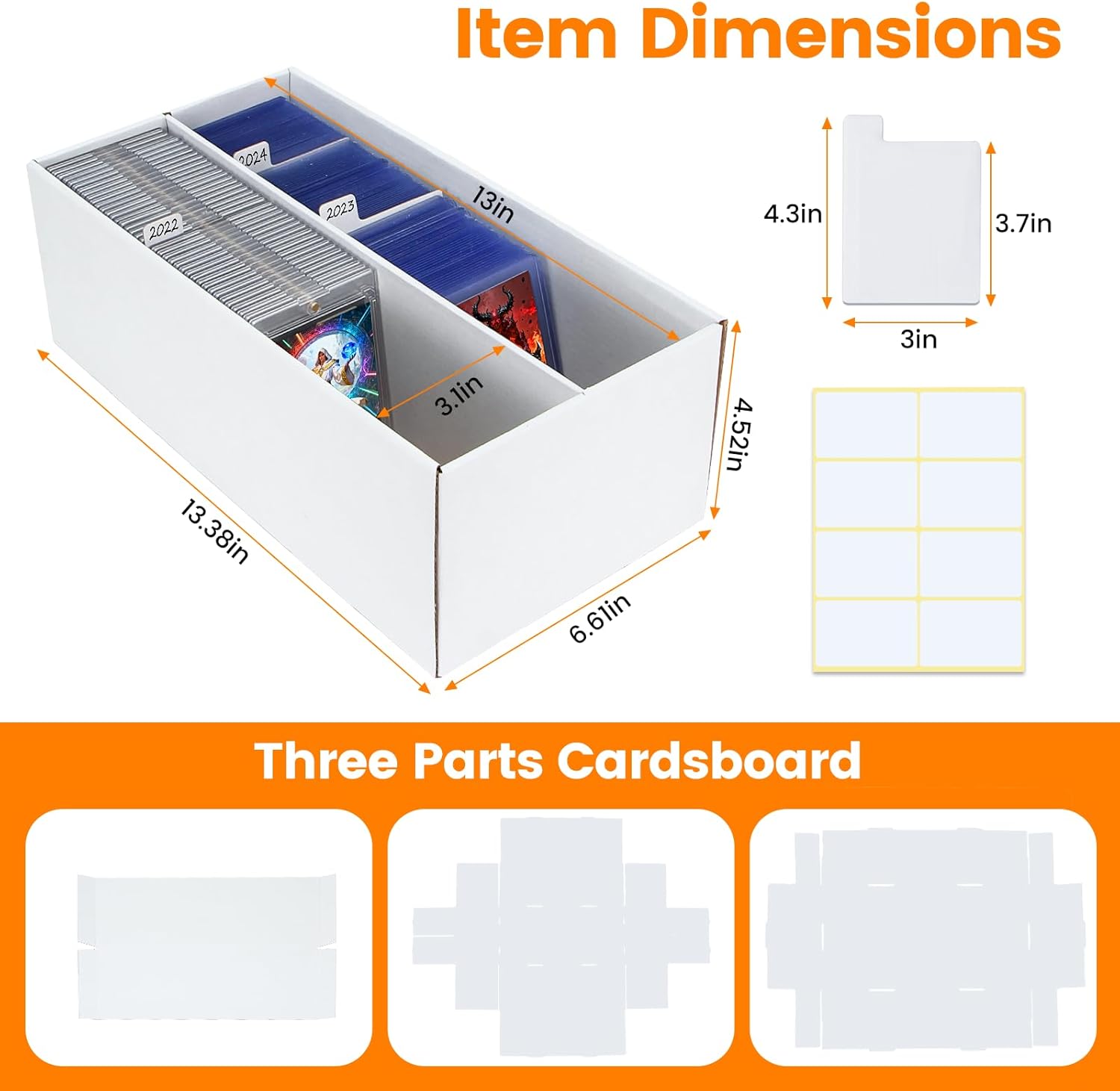 4 Pack Trading Card Storage Box - 2 Rows Divided Cardboard Case, Compatible with Top Loader One Touch for Sports Card Storage