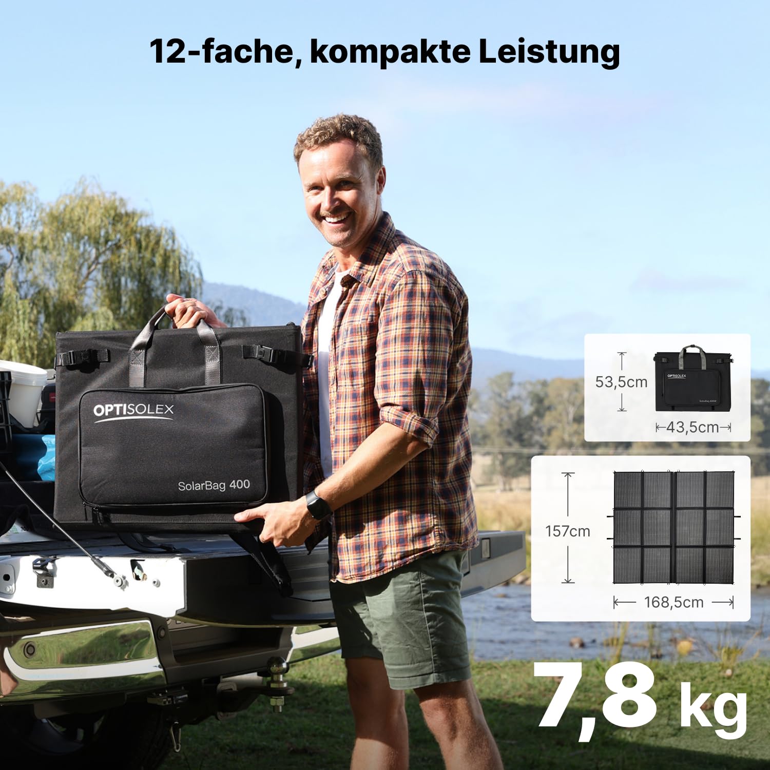 Faltbares Solarpanel 440W 7,8 kg Tragbare Solar-Tasche 2×220W Solarmodul 25% Wirkungsgrad Leichter Solarladegerät Camping Wohnmobile SUV Marine