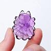 AtkitS Natural Amethyst Nine Tailed Fox Pendant Hand Carved Stone Pendant Amulet Gifts Women Men