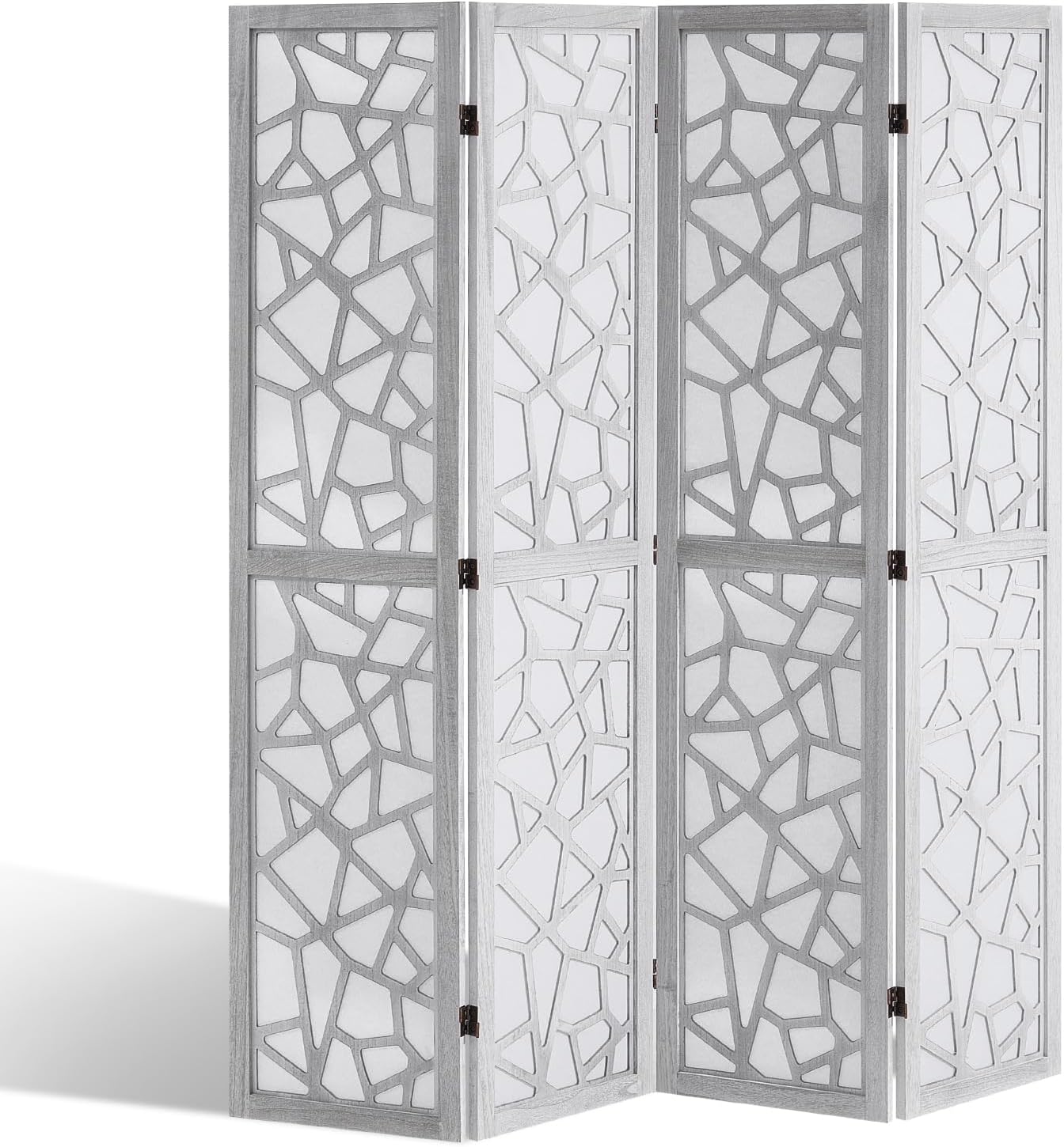 VEVOR Wood Room Divider, 4 Panel Wood Folding Privacy Screen, 66.9 Inches Tall Indoor Carved Wooden Partition, Portable Decoration Screen, for Room Separation, Home, Office, Restaurant & Bedroom
