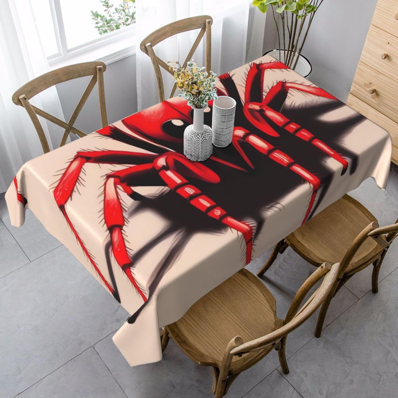 Nappe rectangulaire tissu rustique rouge 89x140 infroissable pour table à manger