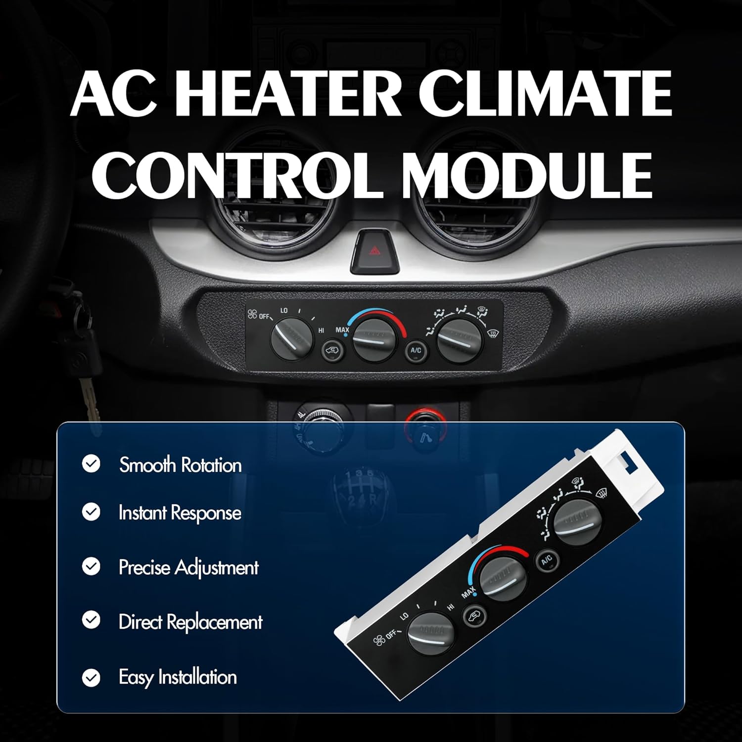 Front Climate Control Module 9378815 Heater A/C Control Switch for Chevrolet Truck for GMC C1500 C2500 C3500 K1500 K2500 K3500 Truck A/C Heater Air Conditioning Panel Unit 15-72548, 599-007, HS505