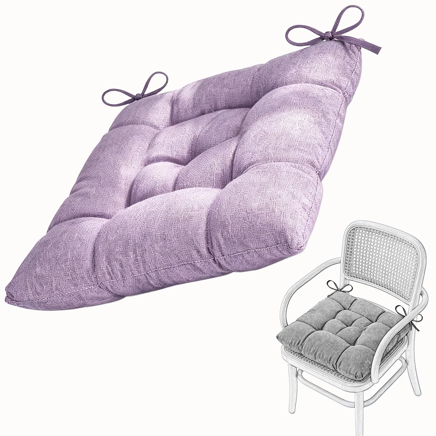 Seat Cushion for Dining Chair Soft Comfort Washable Chair Pads with Ties