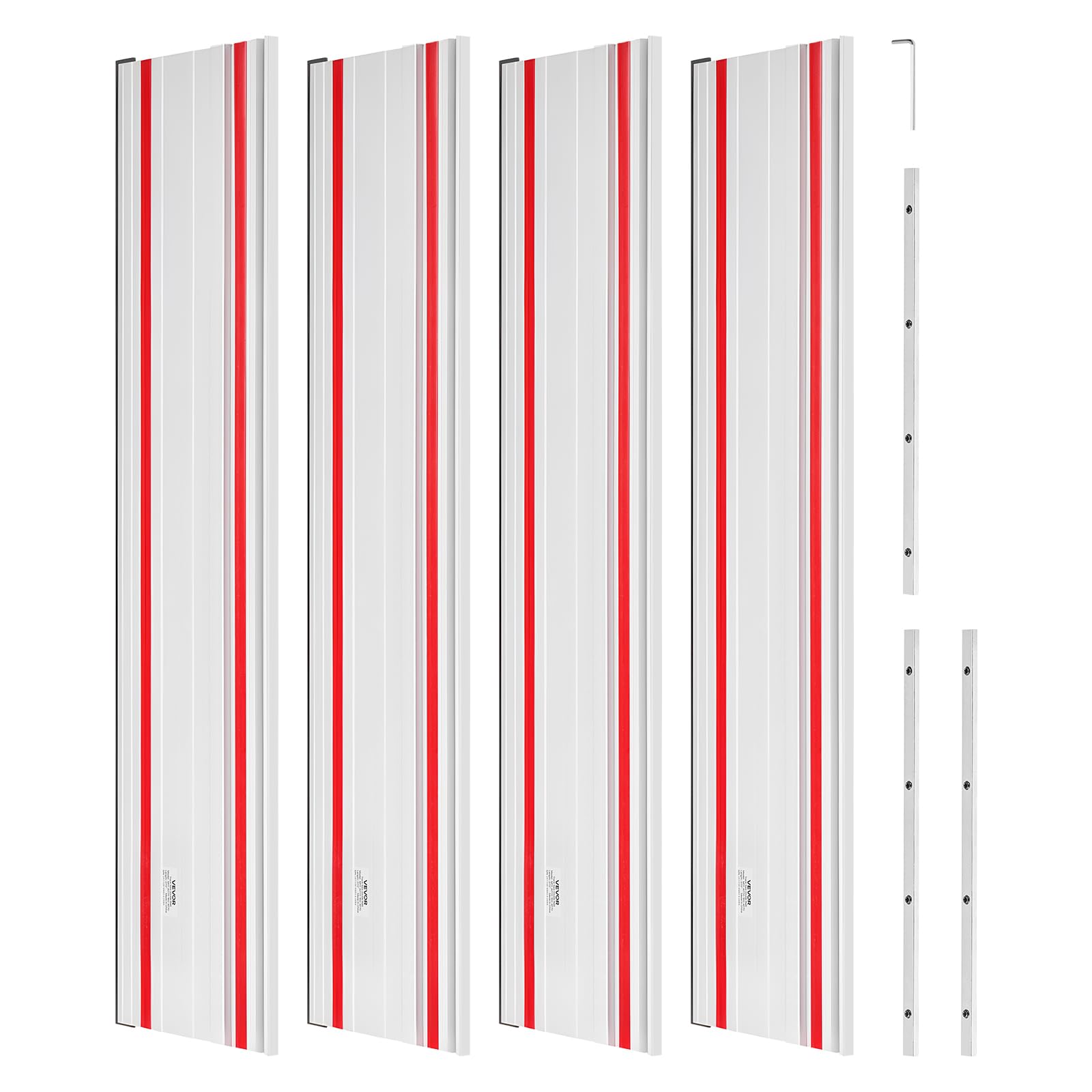 VEVOR Riel Guía para Sierra de Mesa, Rango de Corte de 279,4 cm, Incluye 4 Rieles Guía de Aluminio Extruido de 698,5 mm y 3 Conectores, Compatible con Makita, Festool y WEN, para Carpintería
