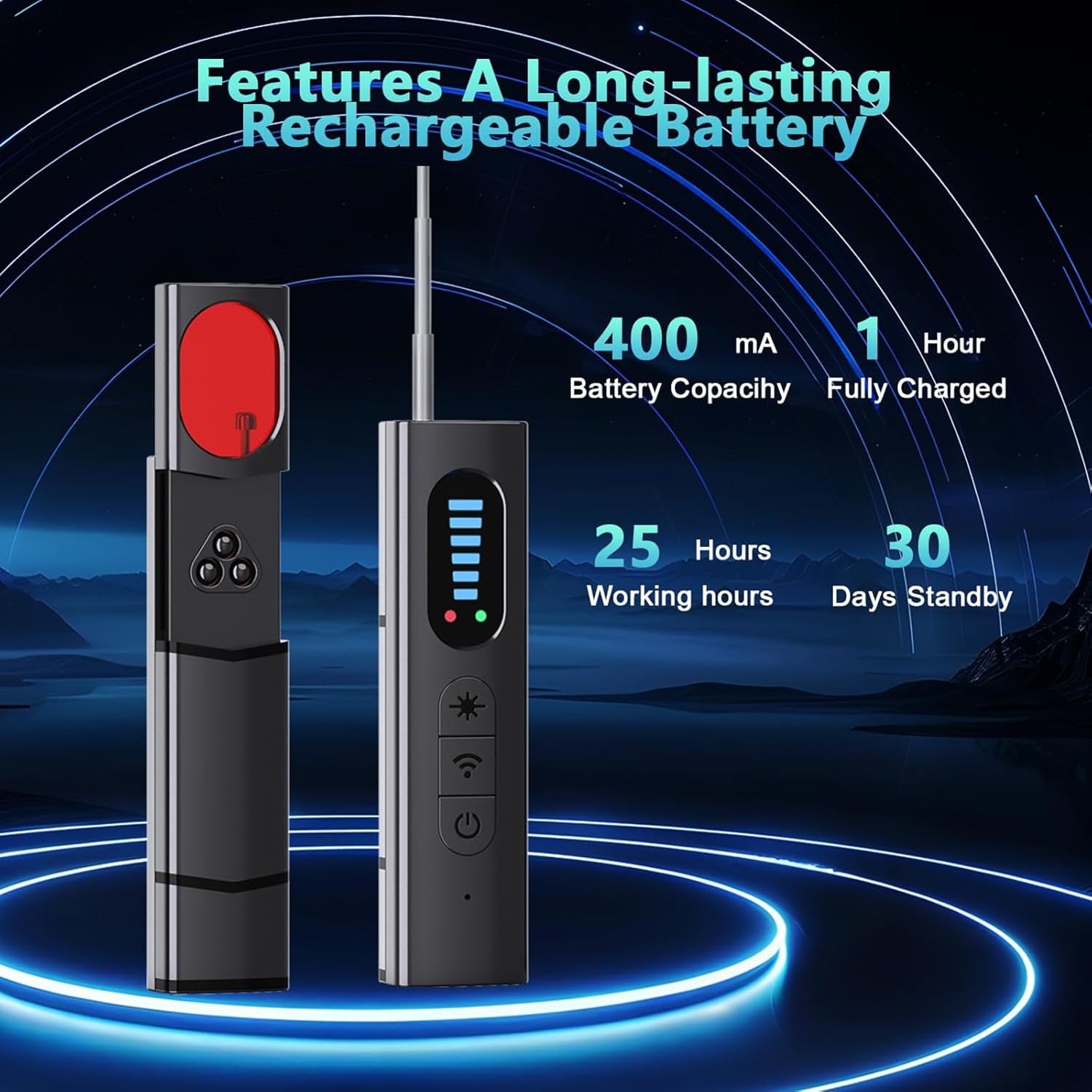QEBAJI Hidden Camera Detector, Spy Camera Detector, Portable Hidden Insect Detector and Camera, 5 Sensitivity Levels, 6 Modes, Rechargeable Wireless for Home 2