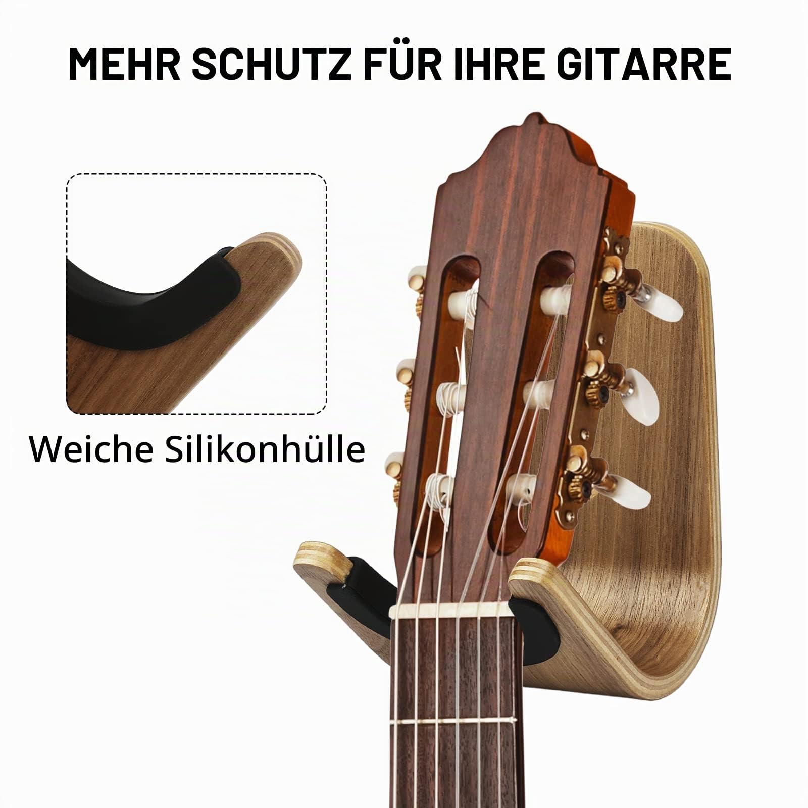 Gitarrenhalterung Gitarrenhalter Für die Wand, Gitarren-Wandhalterung Holz mit Schrauben und Klebstoff für Akustikgitarre, klassische Gitarre, Bass, E-Gitarre & Ukulele (Ukulele)