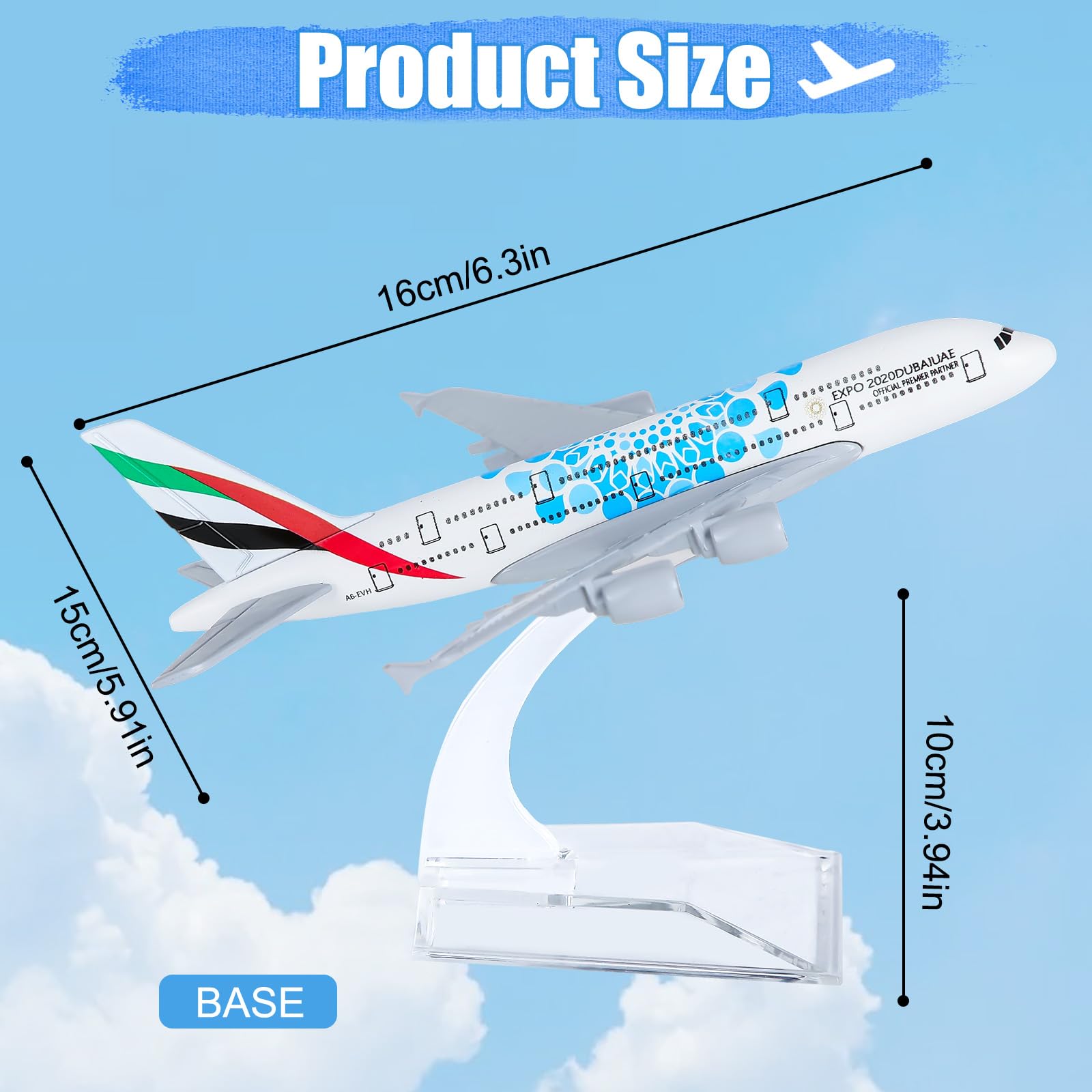 Nhemeylp Model Plane, A380 Airplane Model 1:400 Diecast Airway Planes - Image 2