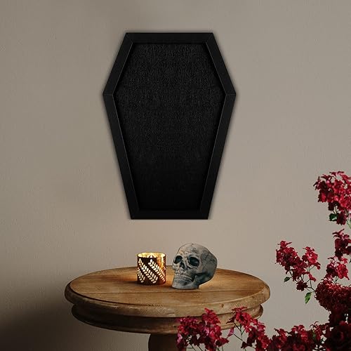 Miniatura 5 de YCCYYCCY Tablero de anuncios de fieltro de ataúd, tablero de anuncios de decoración gótica para mesa o pared, tablero de mensajes de ataúd con
