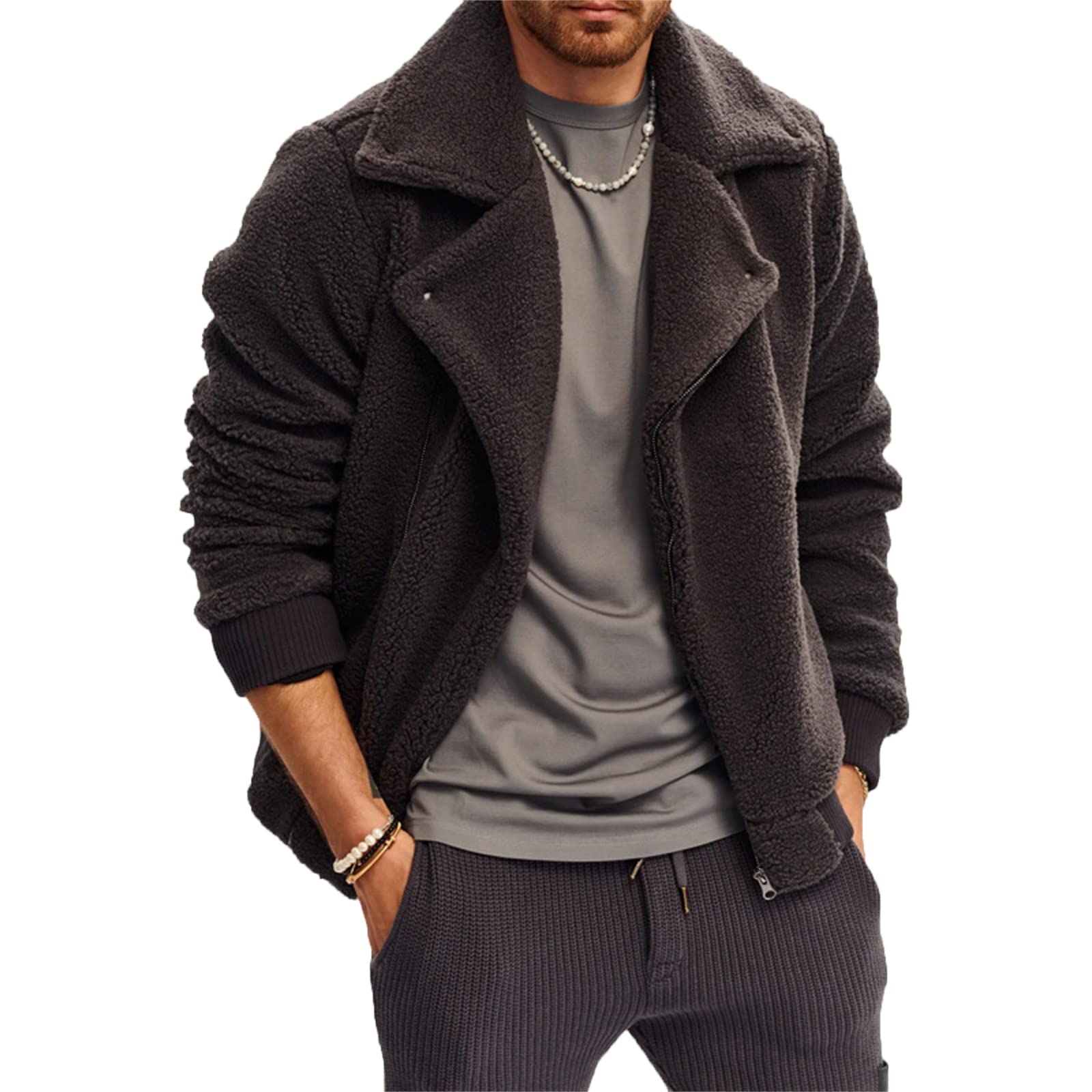 Giacca cardigan con revers da uomo casual giacca in cashmere tinta unita