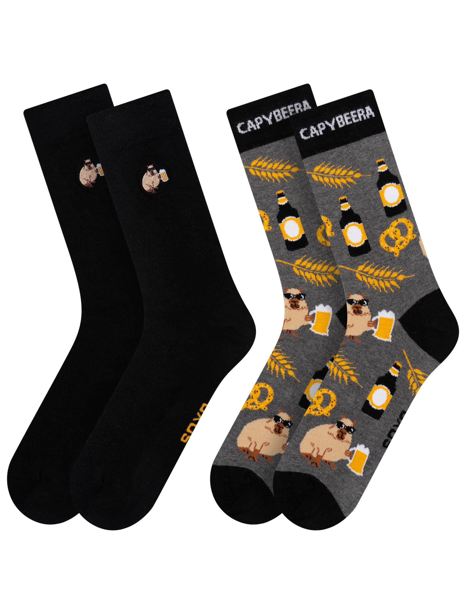 soxo Capybara Socks Gifts For Men Colorful Funny Gift For Women Cotton Socks 6.5-10.5 UK Capybara Beer 2 Pairs
