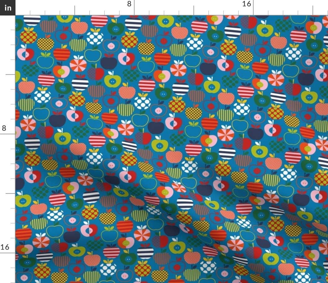 Spoonflower Fabric - Fun Scandinavian Apples School Printed on Petal Signature Cotton Fabric Fat Quarter - Sewing Quilting Apparel Crafts Decor