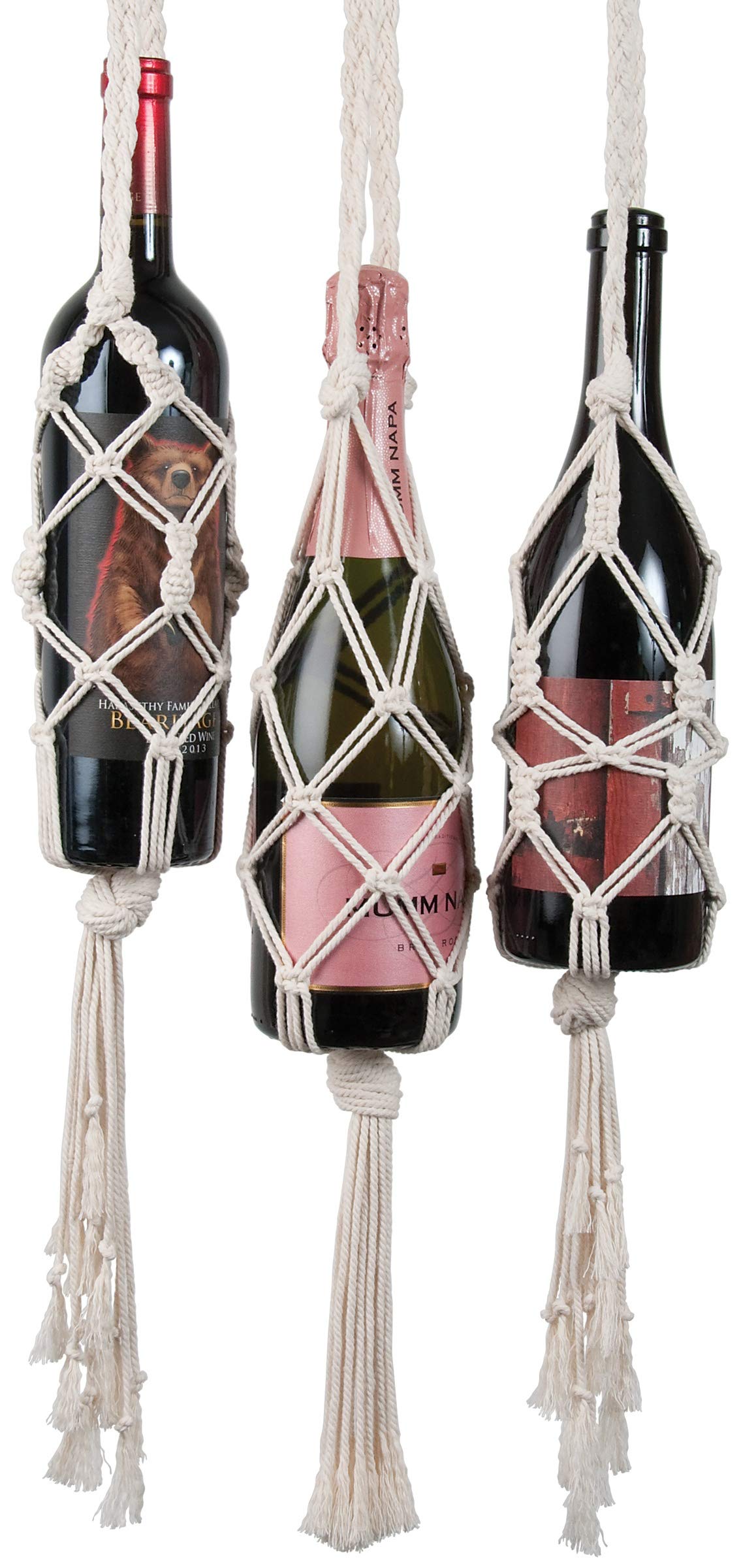 SOLID OAK MACRAME BOTTLE BG KT, us:one size