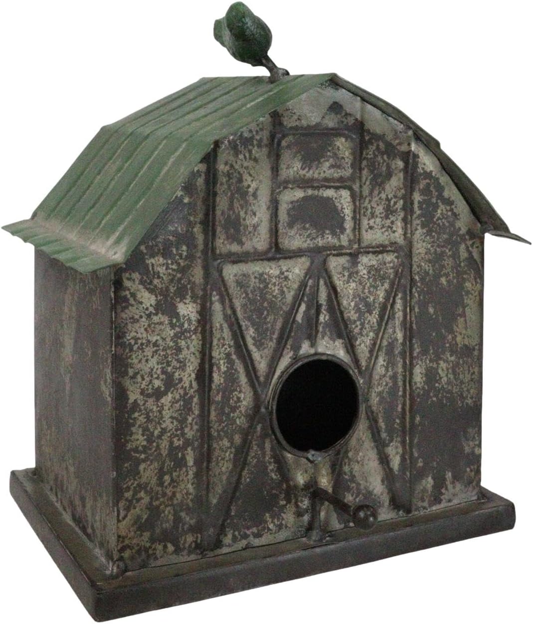 Ebros Gift Rustic Western Vintage Bird Perching On Cozy Farm Barn House Shed Metal Birdhouse Bird Feeder House Branch Hanger Decorative Figurine Patio Garden Bird Feeders Accent