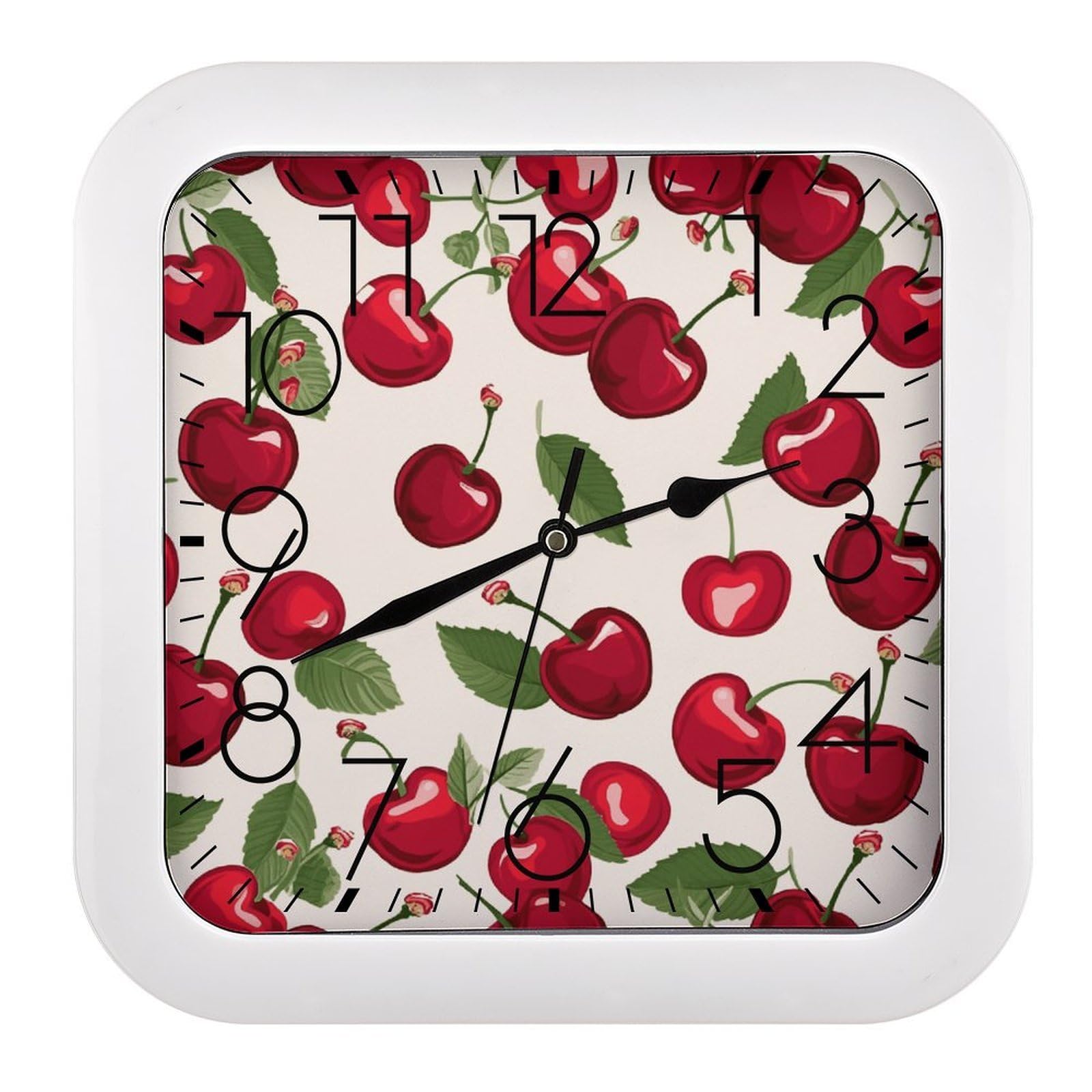 Horloge murale de qualité supérieure motif cerise 25,4 cm pour salon élégant