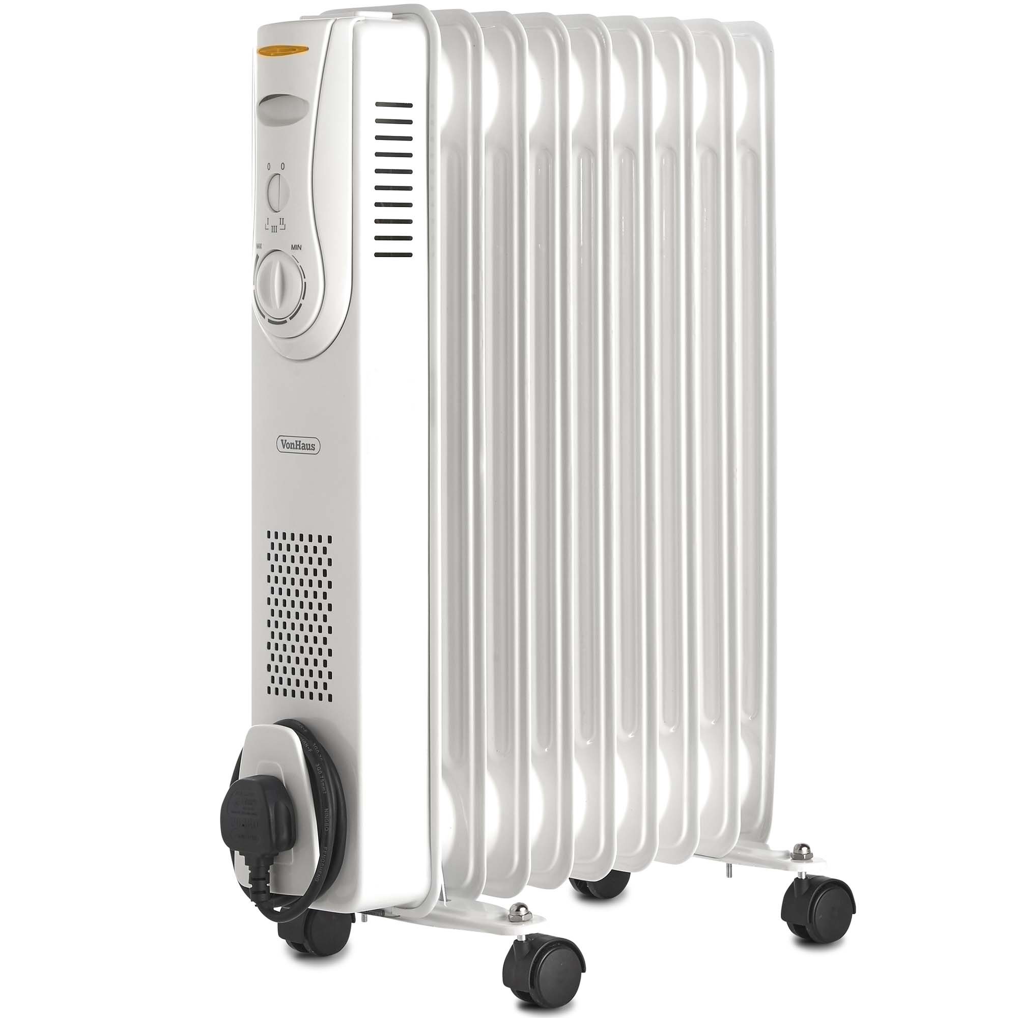 VonHaus Oil Filled Radiator 2000W/2KW 9 Fin Freestanding Plug