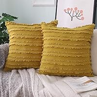 Vista 7 de GYROHOME Paquete de 2 fundas de almohada de algodón y lino, fundas de cojín decorativas, diseño de borlas, fundas de cojín modernas con flecos