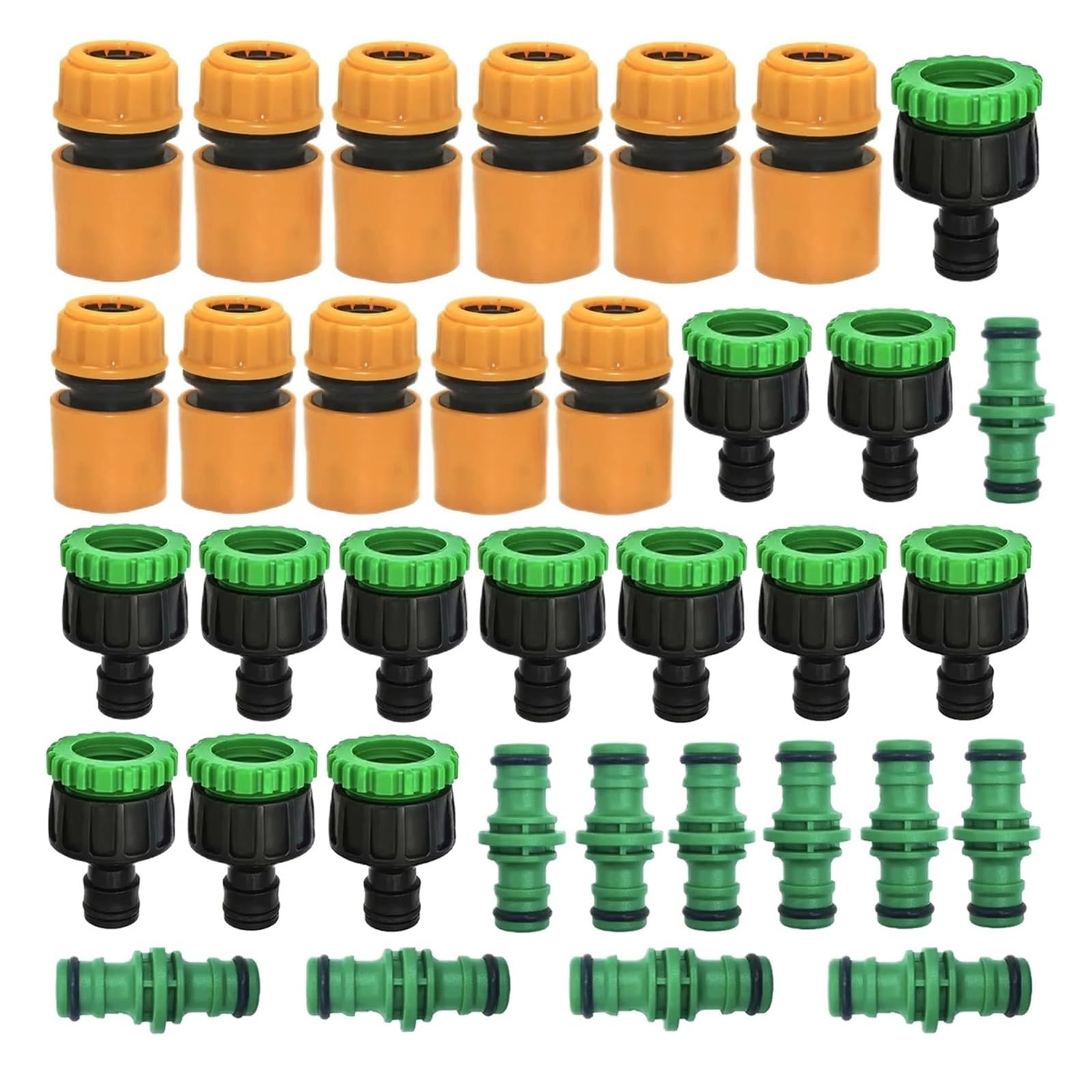 Conector rápido for grifo de manguera, adaptador roscado for agua 3/4 y 1/2 pulgadas, for riego jardín, 35 Uds