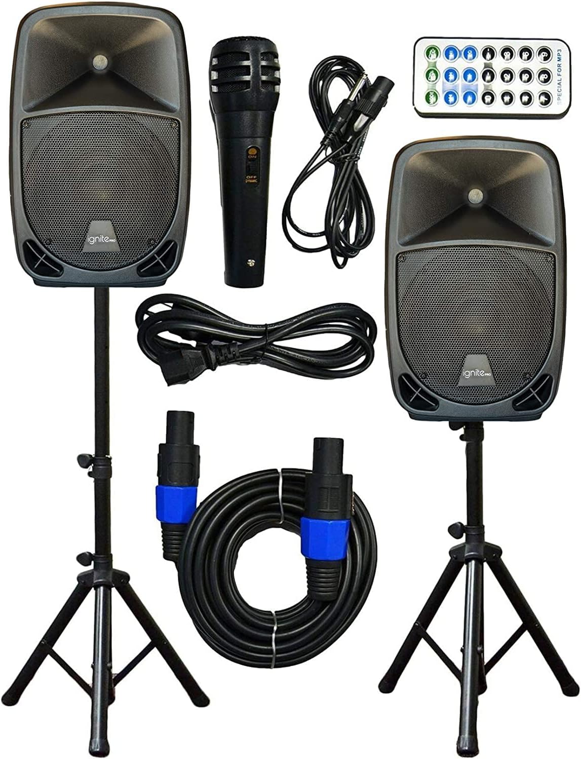 2x Ignite Pro 12" Pro Series Speaker DJ / PA System / Bluetooth Connectivity 2000W (12")