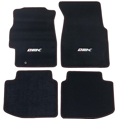 Floor Mat Compatible with 1996-2000 Honda Civic, EK Logo Factory Fitment Front & Rear Nylon 4PC Car Floor Carpets Carpet Liner by IKON MOTORSPORTS, 1997 1998 1999