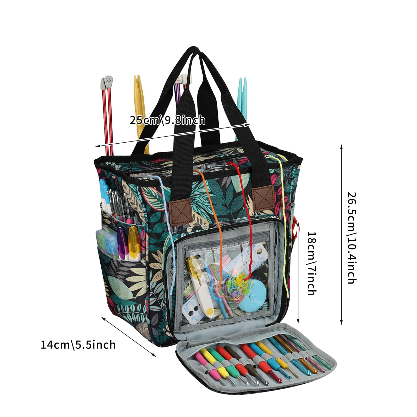 AIBAOBAO 2026 Knitting Bag crochet bag Yarn Storage Cross Stitch Crochet Organizer Portable crochet accessories with Inner Divider for Yarns Carrying Projects Knitting Needles Crochet Hooks Sewing Kit - Image 3