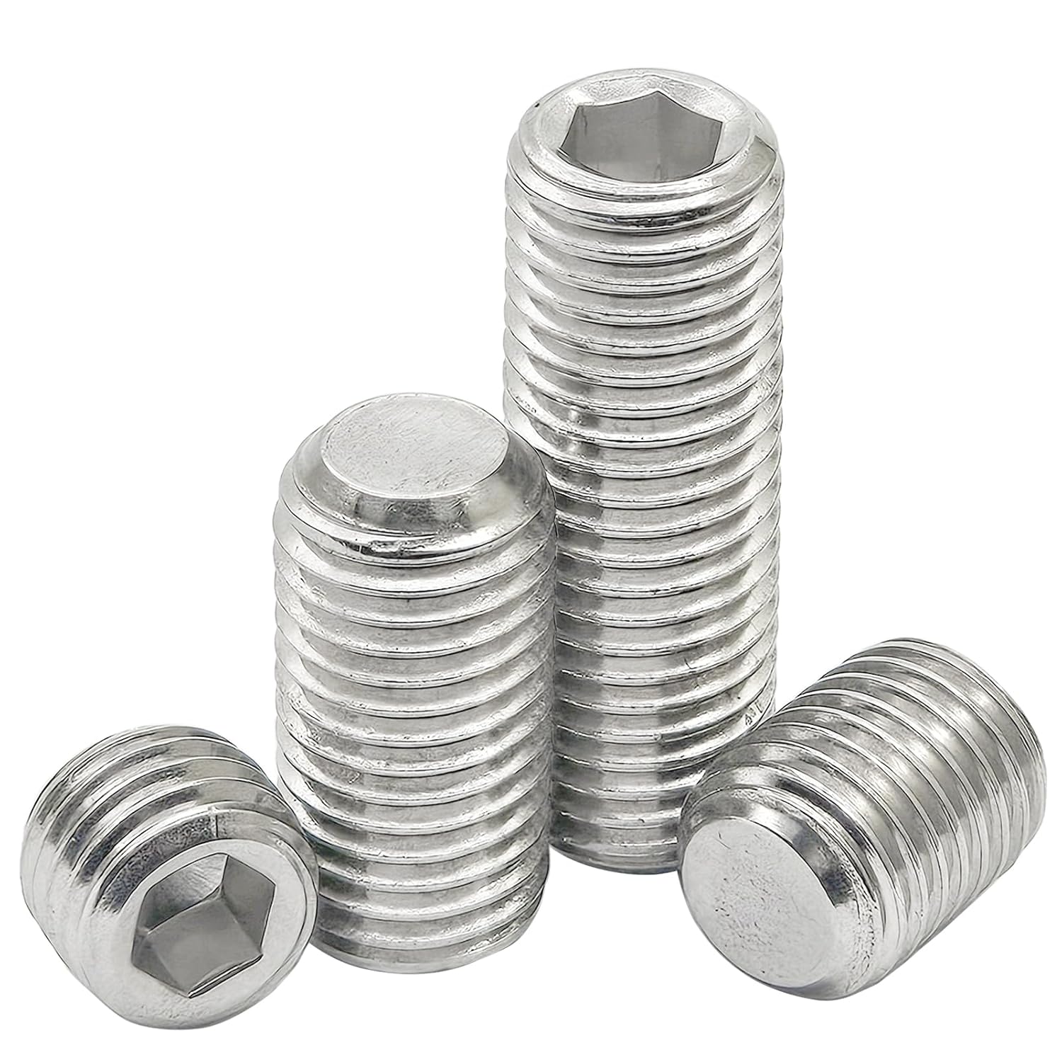 M10-1.25 x 40mm Fine Thread Set Screws,304 Stainless Steel Flat Head Socket Drive Headless Set Screws for Bathroom Fixtures,Door Handles(5Pcs)