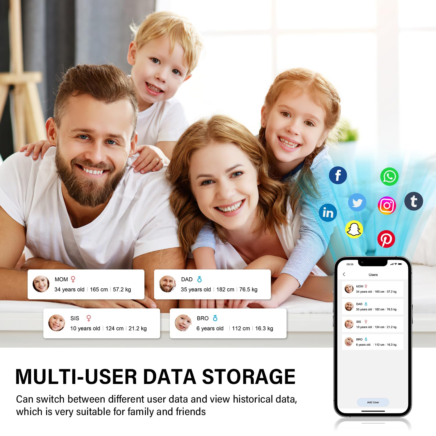 Onherm Bilancia digitale da bagno, bilancia professionale a bioimpedenza con ampio display, può misurare 19 dati corporei con app, bilancia portatile per misurare il grasso