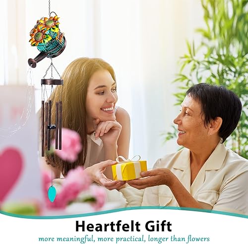 Miniatura 9 de MUMTOP Campanillas de viento solares para exteriores, regadera solar, campanillas de viento únicas para exteriores con cadena de luz cálida,