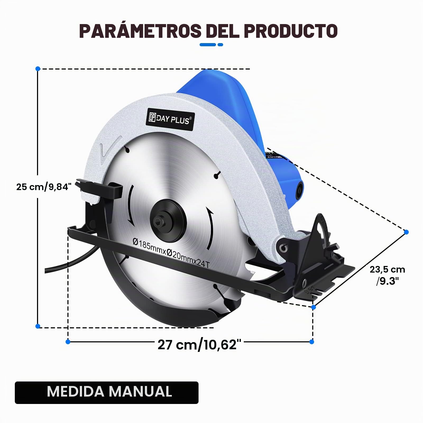Lucn Sierra circular eléctrica de 2000 W, herramienta eléctrica de corte de metal de madera resistente con cuchillas de 57 mm, interruptor de seguridad, ideal para madera, plástico, metal blando