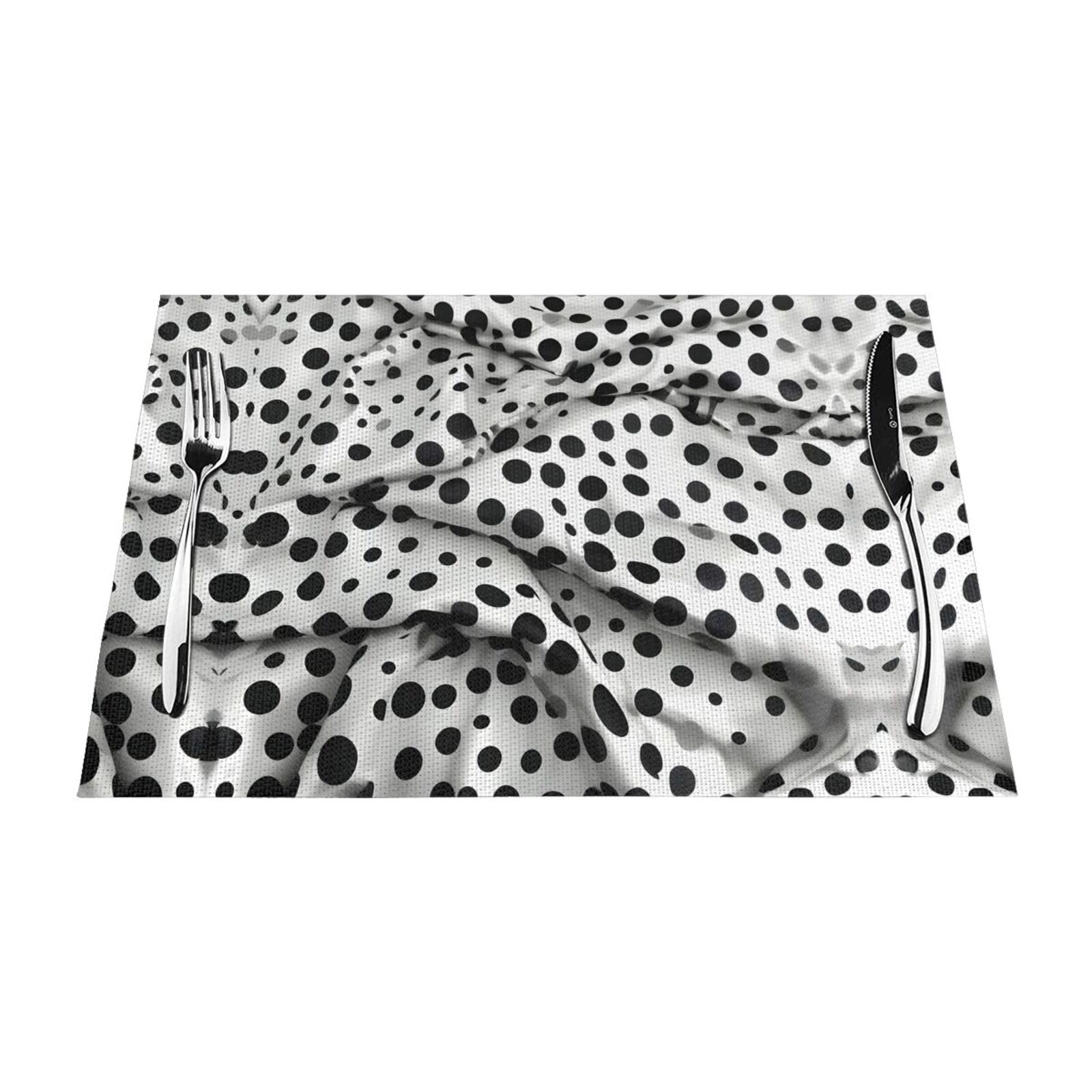 Lot de 6 sets de table lavables cuisine repas pois noirs