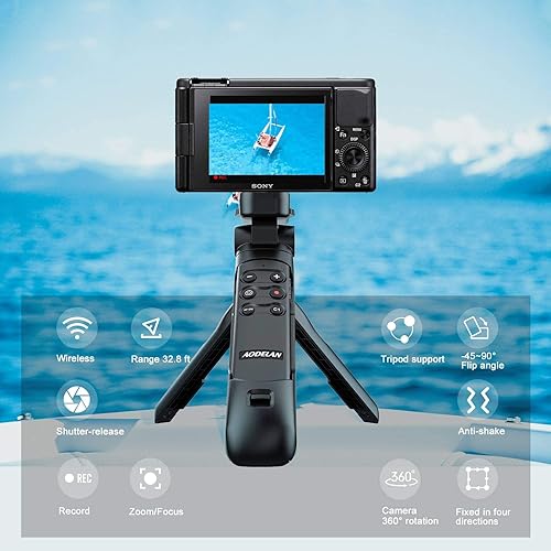 Miniatura 2 de AODELAN Trípode de agarre inalámbrico con control remoto para vlogging, para Sony ZV-E10, ZV-1F, ZV-E10 II, a6100, a6400, a6600, a7 III, a7R III,