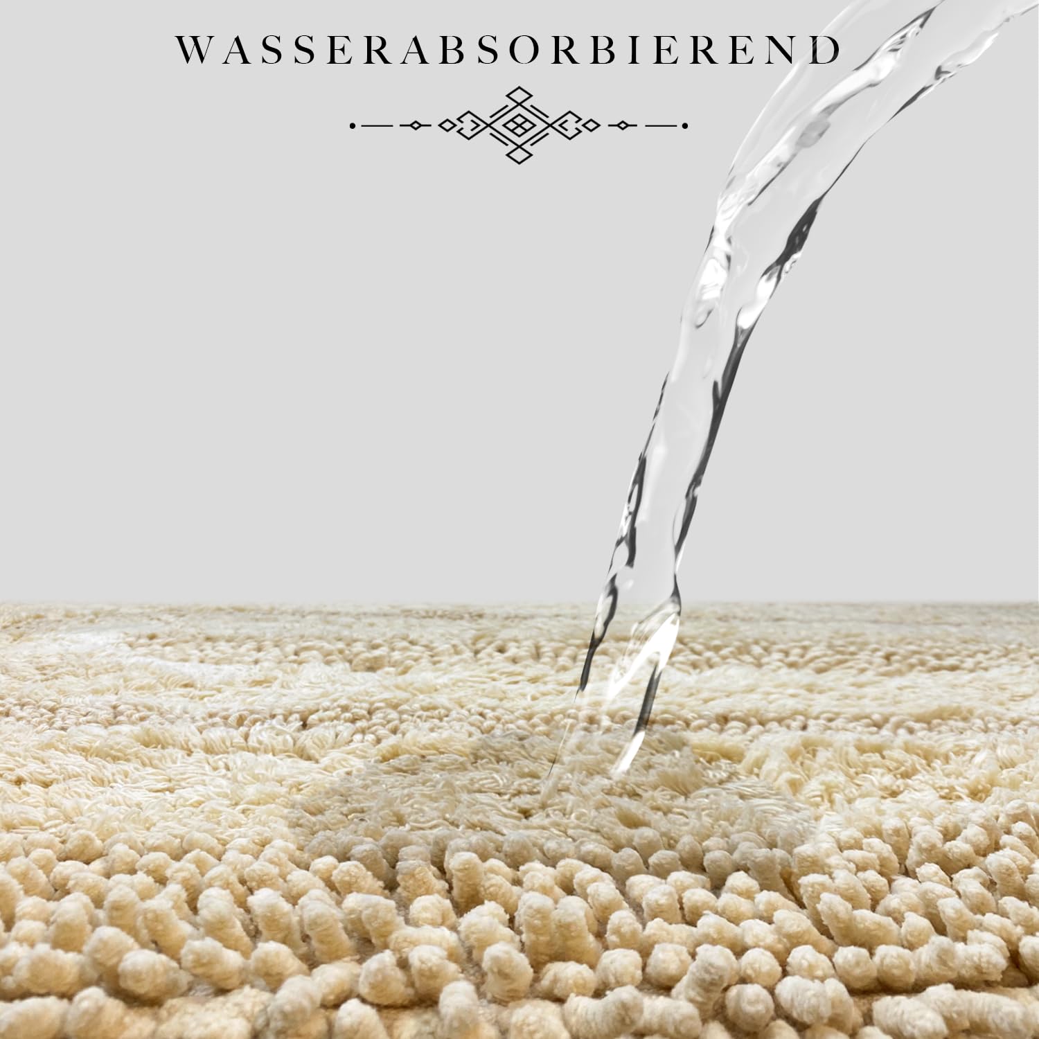 Oval Baumwoll-Badematte Set 2er Beige (60x100 cm + 50x60 cm)| Badezimmerteppich, Badteppich | Weiche Bad- und Duschvorleger | Für Bad, Dusche und Toilette, Maschinenwaschbar Badvorleger IMacoroni