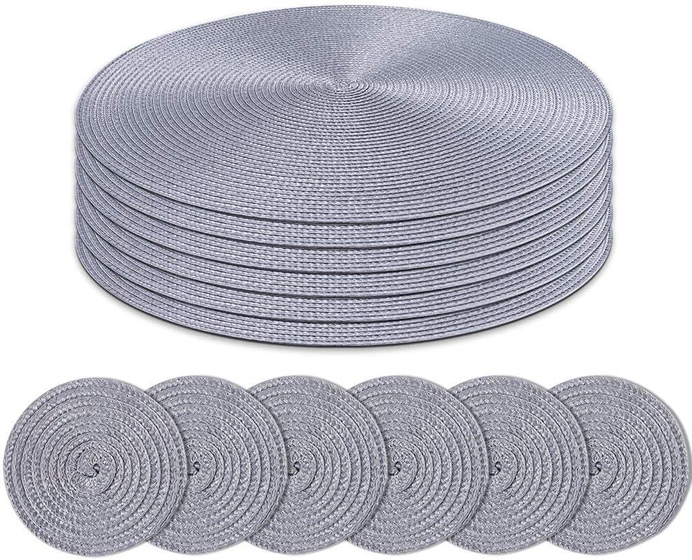 Z&Q BROS LTD Fabulous Style Grey Round Pom Pom Placemats 4pk stylish