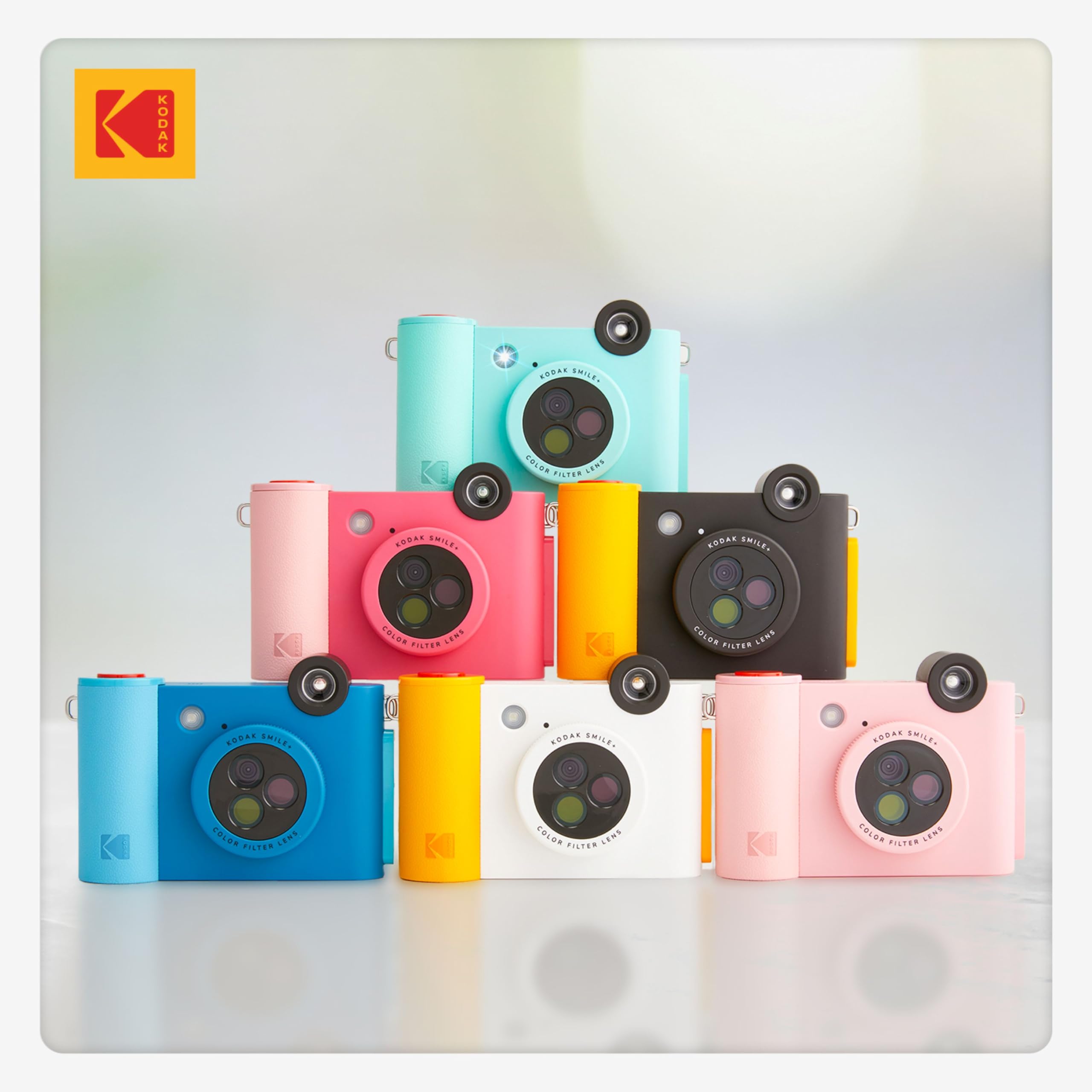 KODAK Smile+ 2-in-1 Digitale Sofortbildkamera & Bluetooth Fotodrucker Starterpaket + Weiche Tasche + Zink 20 Blatt - Fuchsia
