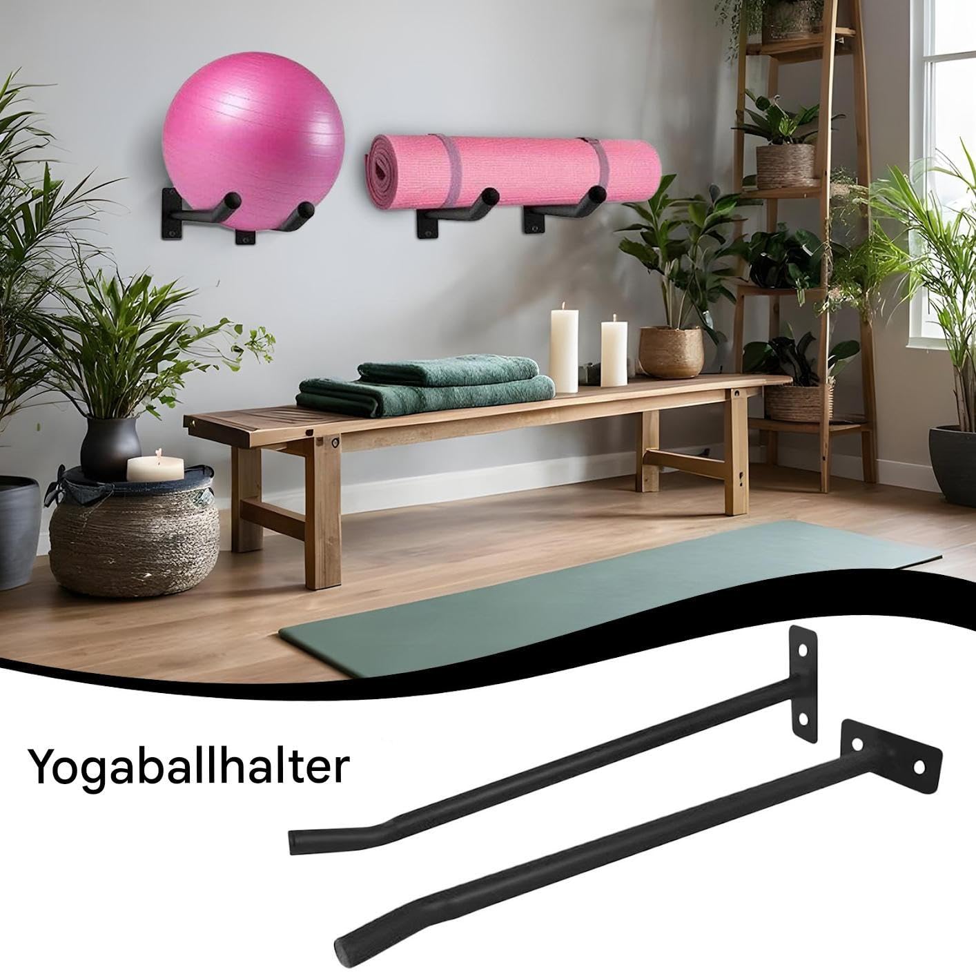 Soporte de pared para bolas de yoga, 2 uds, 39x4x10 cm, 30 kg, organizador de almacenamiento
