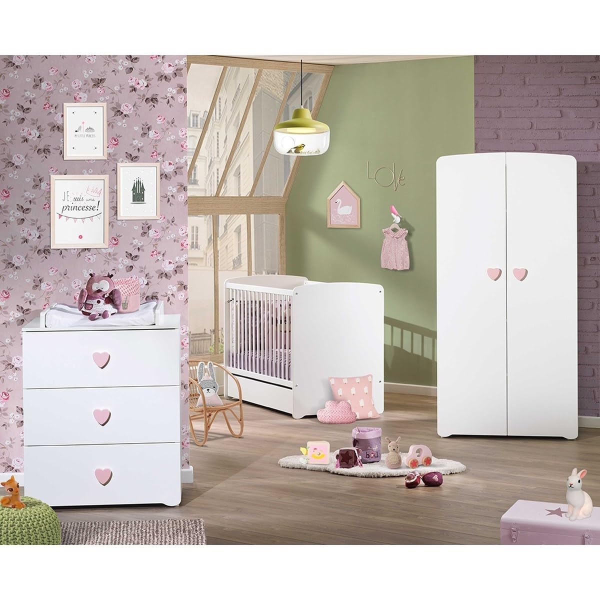 BABY PRICE 1P377 Chambre Bébé Trio Lit + Commode + Armoire