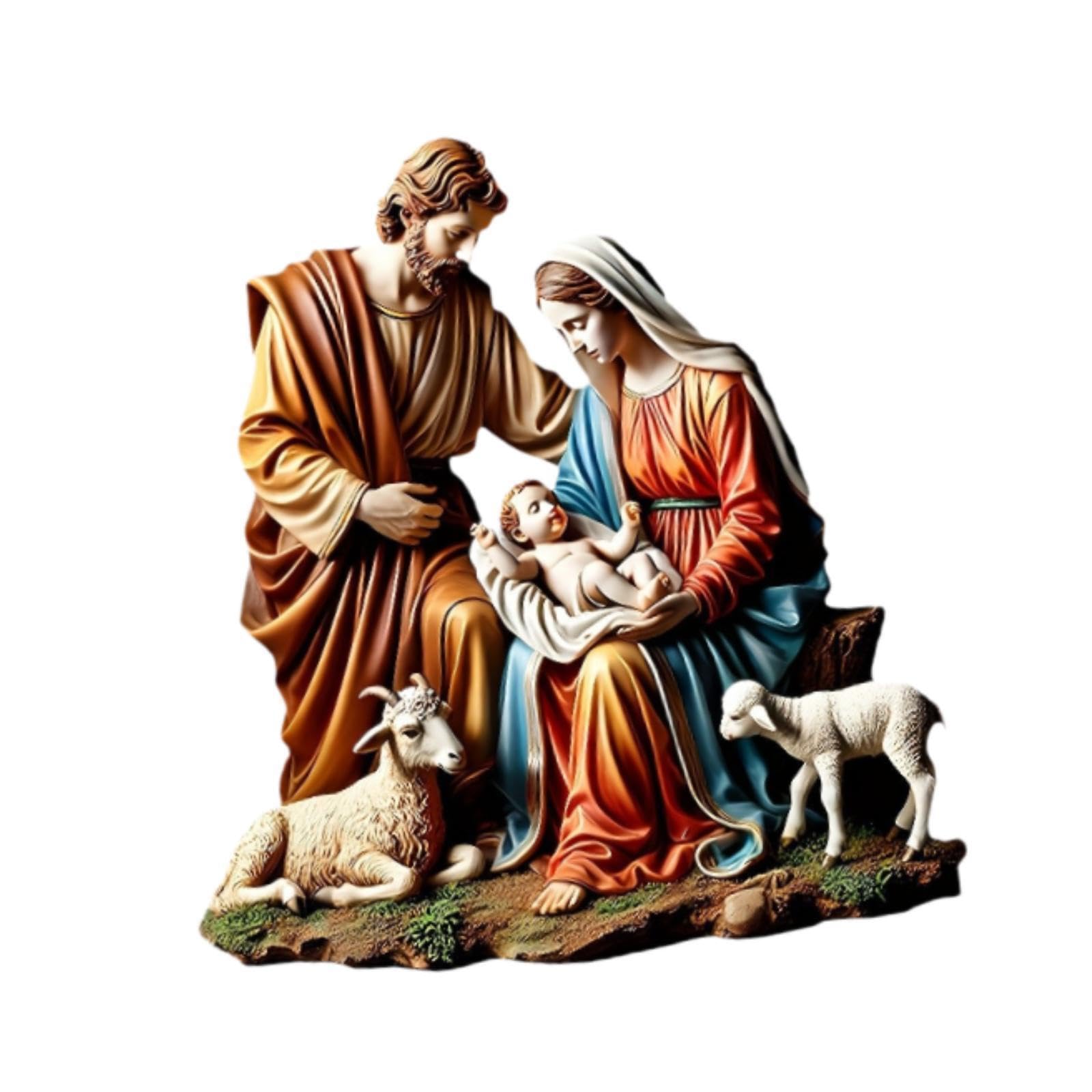 Zambuph Christmas Nativity Figurines Jesus Statue Acrylic Exquisite Craftsmanship Unique Accent Piece Any Decorative Setting Collectible Figures Souvenirs