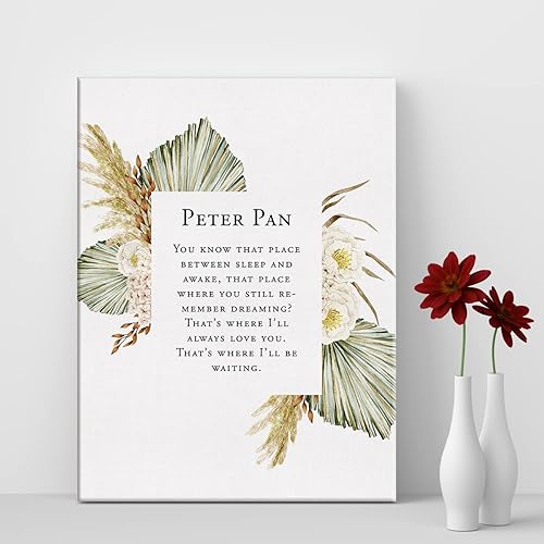 Miniatura 4 de LEXSIVO Peter Pan - Lienzo con texto en inglés You Know That Place Between Sleep and Awawa (12 x 15 pulgadas), lienzo enmarcado listo para colgar